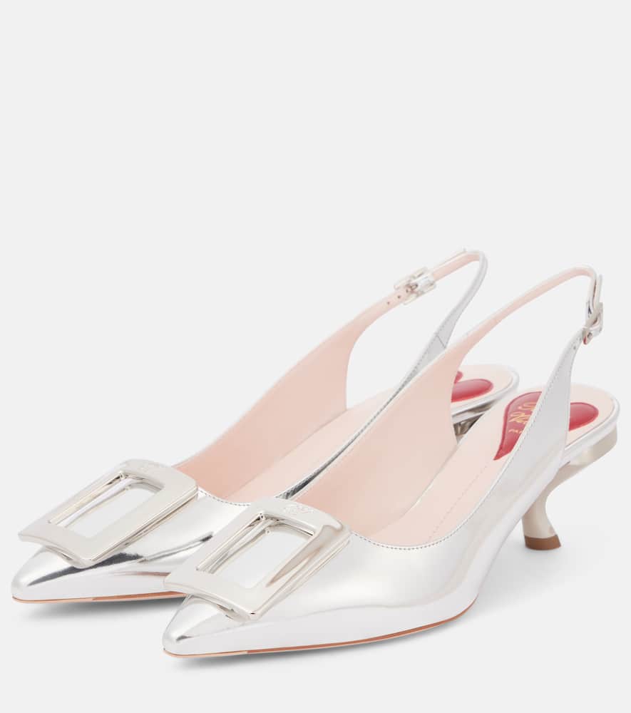 Roger Vivier Virgule 55 metallic leather slingback pumps