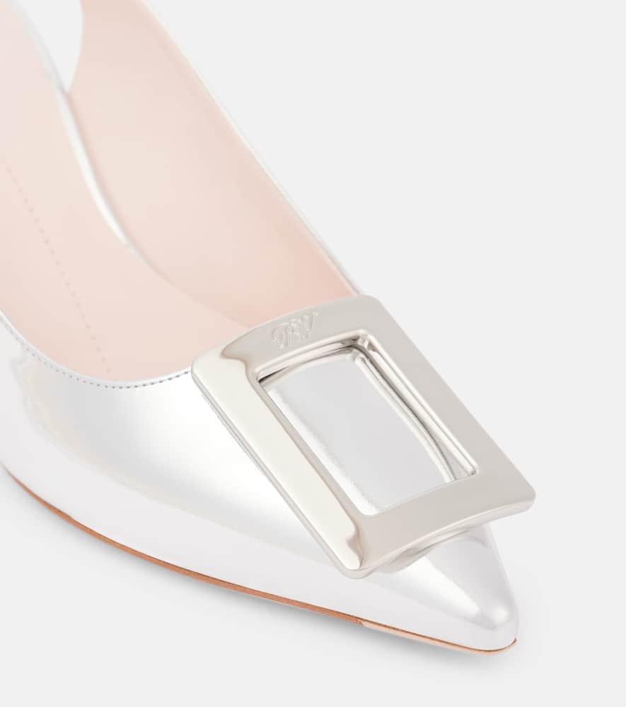 Roger Vivier Virgule 55 metallic leather slingback pumps