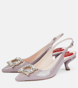 Roger Vivier Virgule patent leather slingback pumps