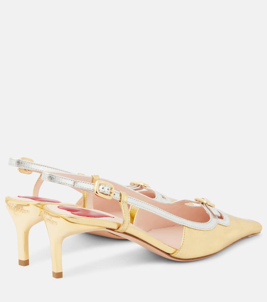 Roger Vivier Viv' Canard metallic leather slingback pumps