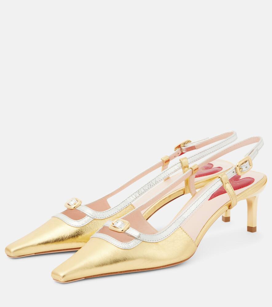 Roger Vivier Viv' Canard metallic leather slingback pumps