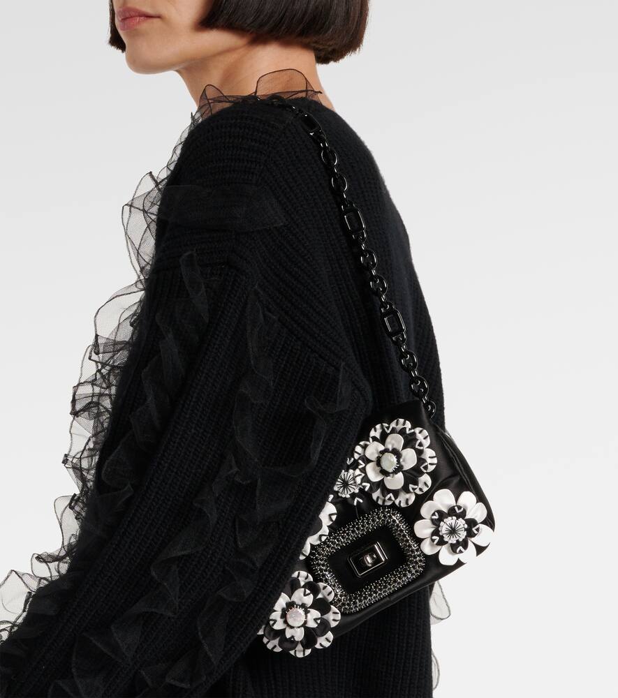Roger Vivier Viv' Choc floral-appliqu√É¬© satin crossbody bag