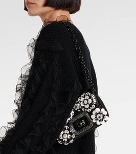 Roger Vivier Viv' Choc floral-appliqu√É¬© satin crossbody bag