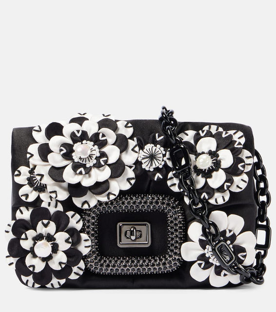 Roger Vivier Viv' Choc floral-appliqu√É¬© satin crossbody bag. Shop Roger Vivier Shoulder Bags for women now.