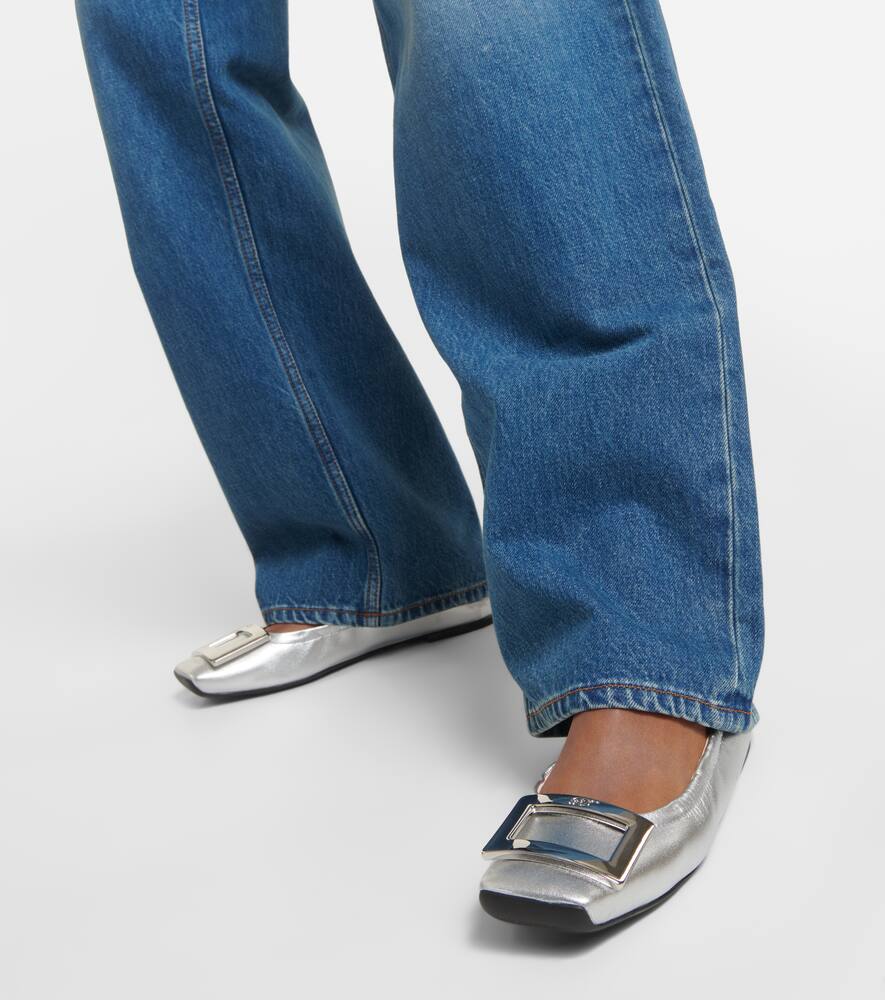 Roger Vivier Viv' Pockette metallic leather ballet flats