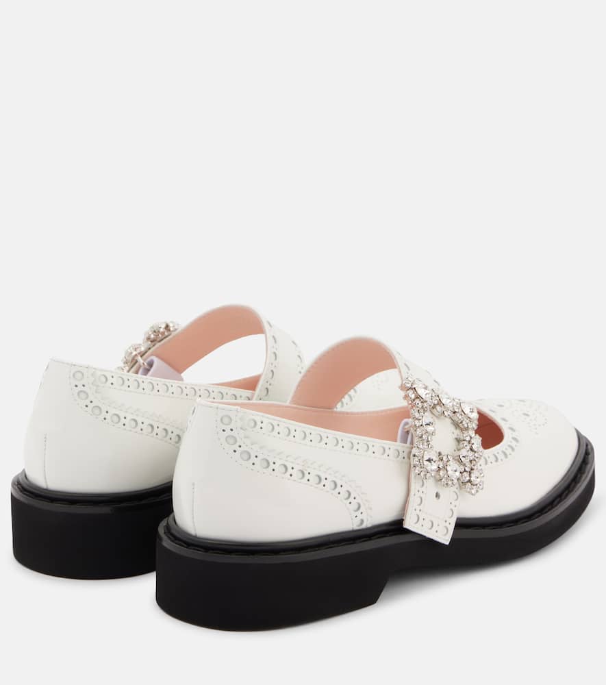 Roger Vivier Viv' Rangers Flower leather Mary Jane flats