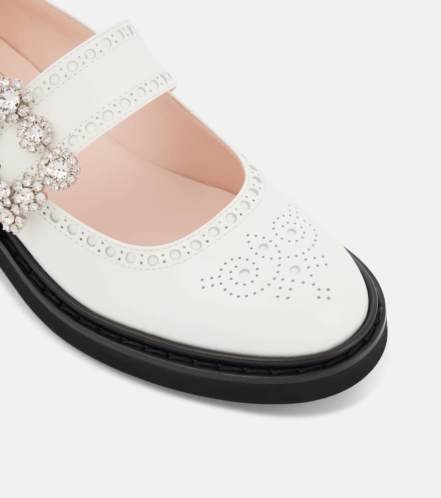 Roger Vivier Viv' Rangers Flower leather Mary Jane flats