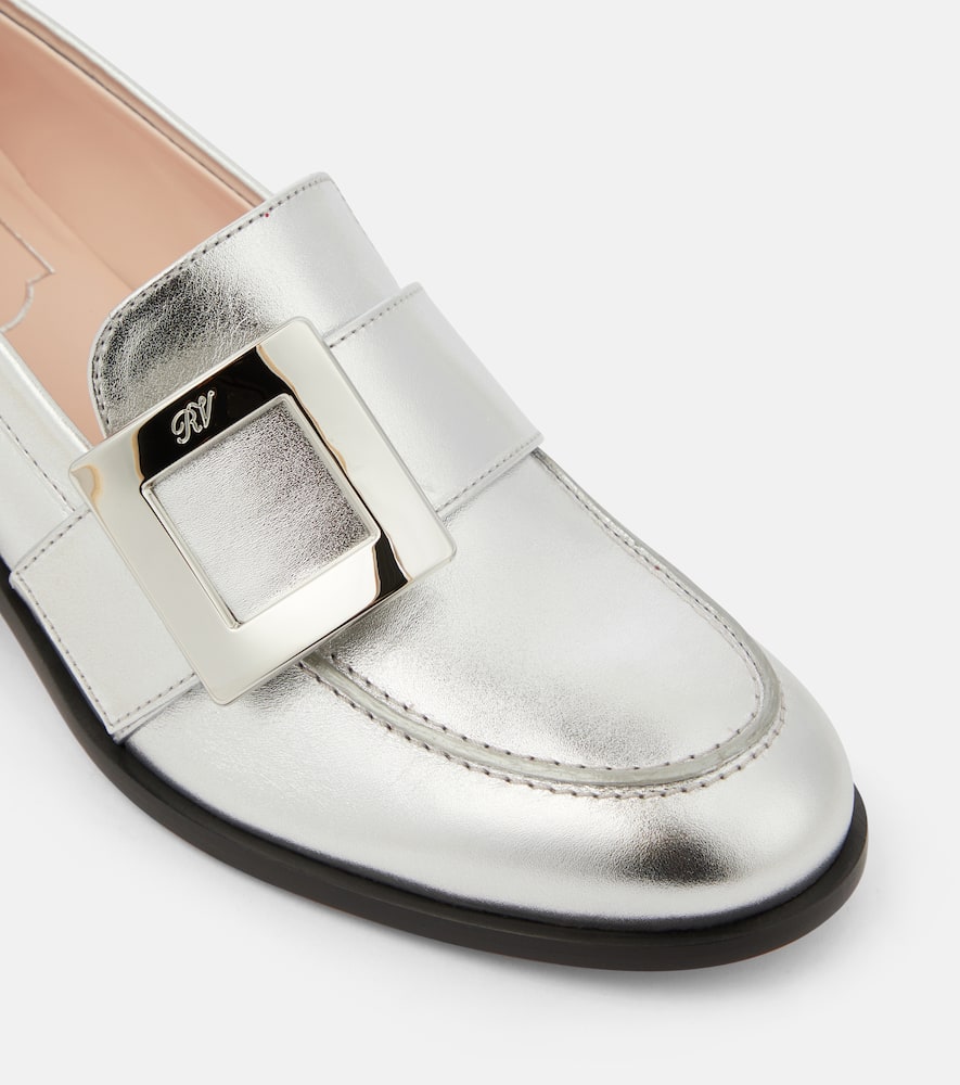 Roger Vivier Viv' Rangers embellished metallic leather loafers