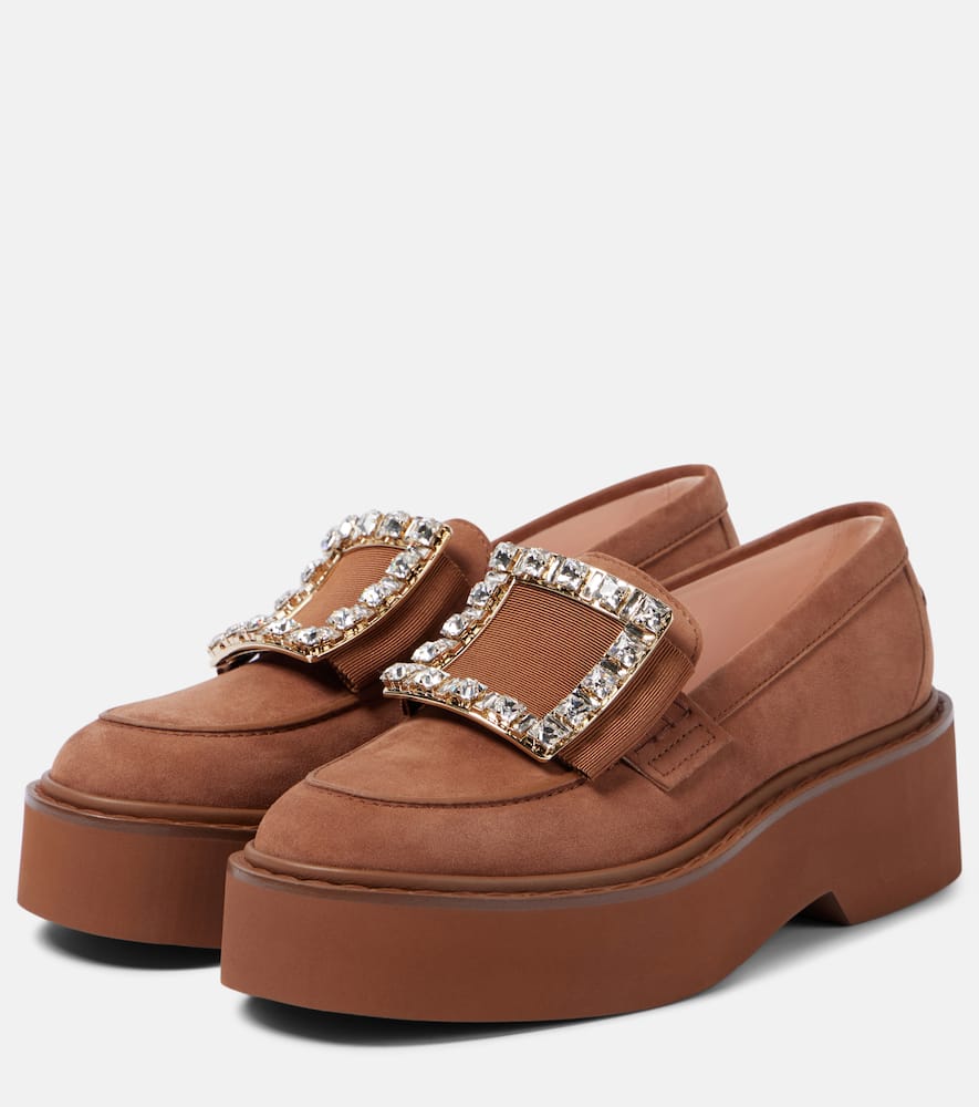 Roger Vivier Viv' Rangers suede platform loafers
