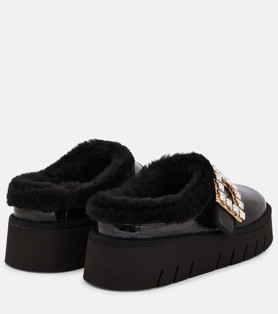 Roger Vivier Viv Winter platform leather mules