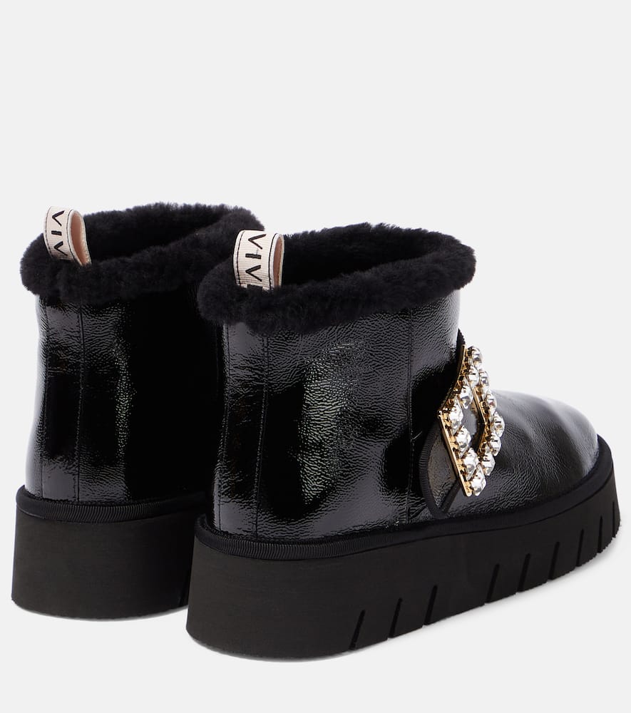 Roger Vivier Viv' Winter shearling-trimmed leather boots