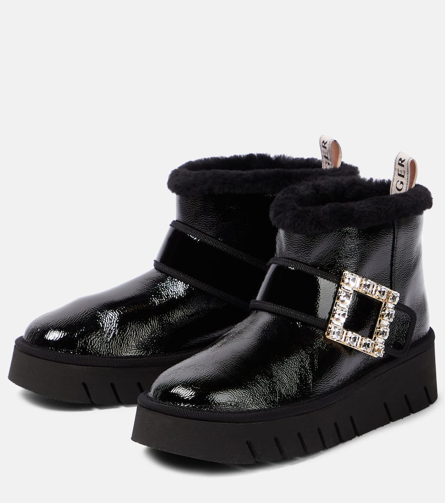 Roger Vivier Viv' Winter shearling-trimmed leather boots