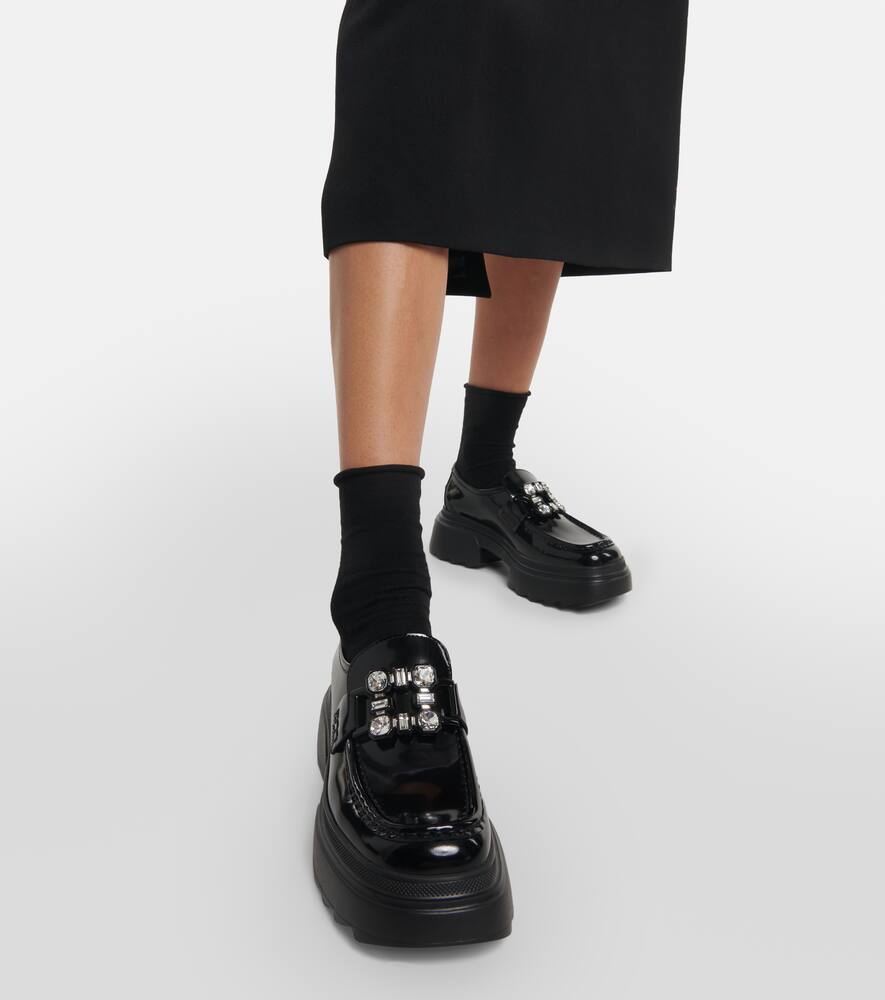 Roger Vivier Wallaviv strass buckle patent leather loafers