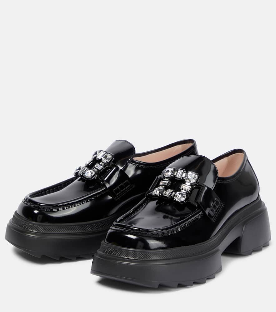 Roger Vivier Wallaviv strass buckle patent leather loafers