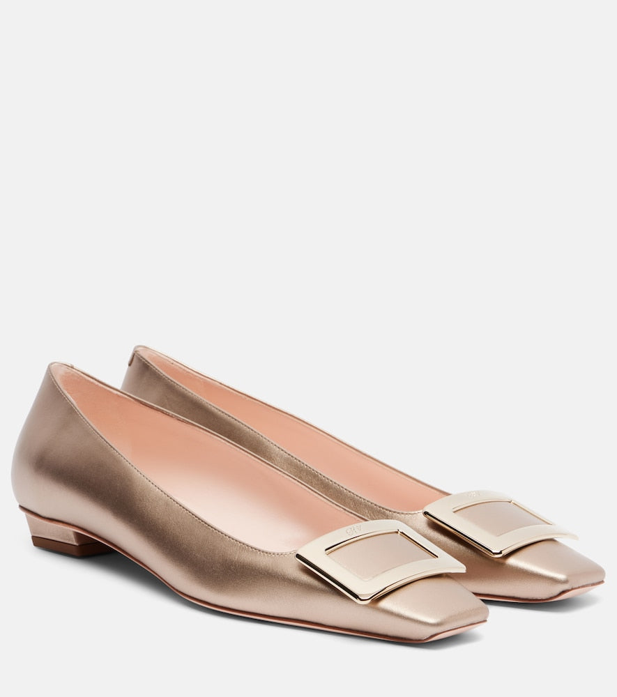 Roger Vivier Belle Vivier 25 leather ballet flats (Gold) - Ballerina Flats