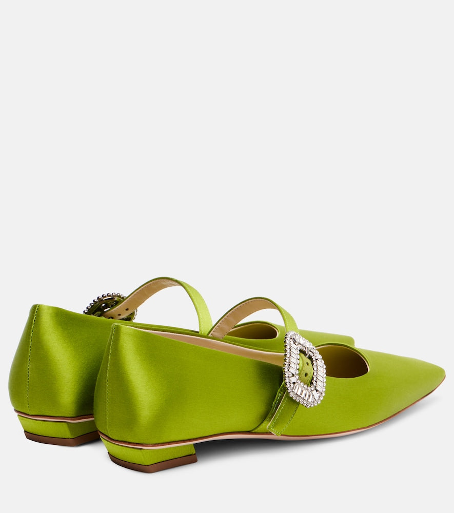 Green Roger Vivier Belle Vivier 25 satin Mary Jane flats - Ballerina Flats