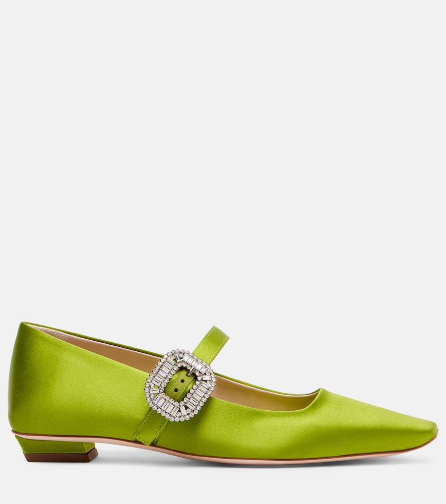 Green Roger Vivier Belle Vivier 25 satin Mary Jane flats - Ballerina Flats