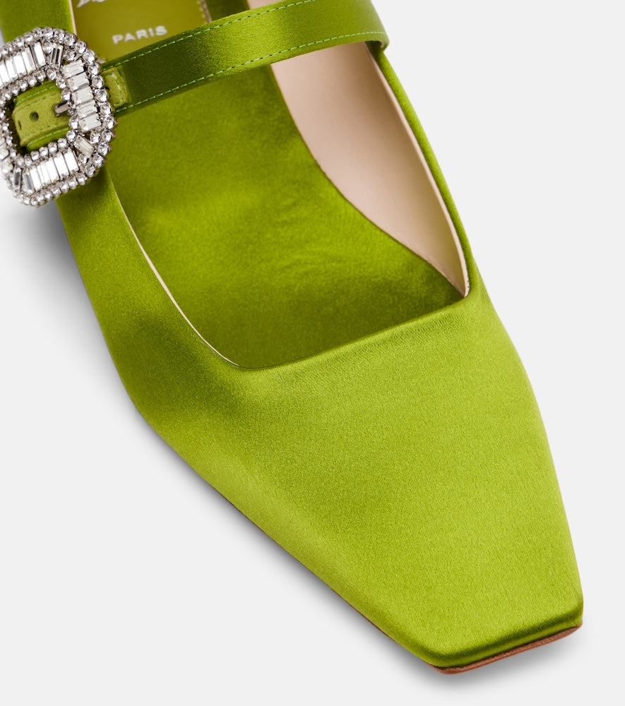 Green Roger Vivier Belle Vivier 25 satin Mary Jane flats - Ballerina Flats