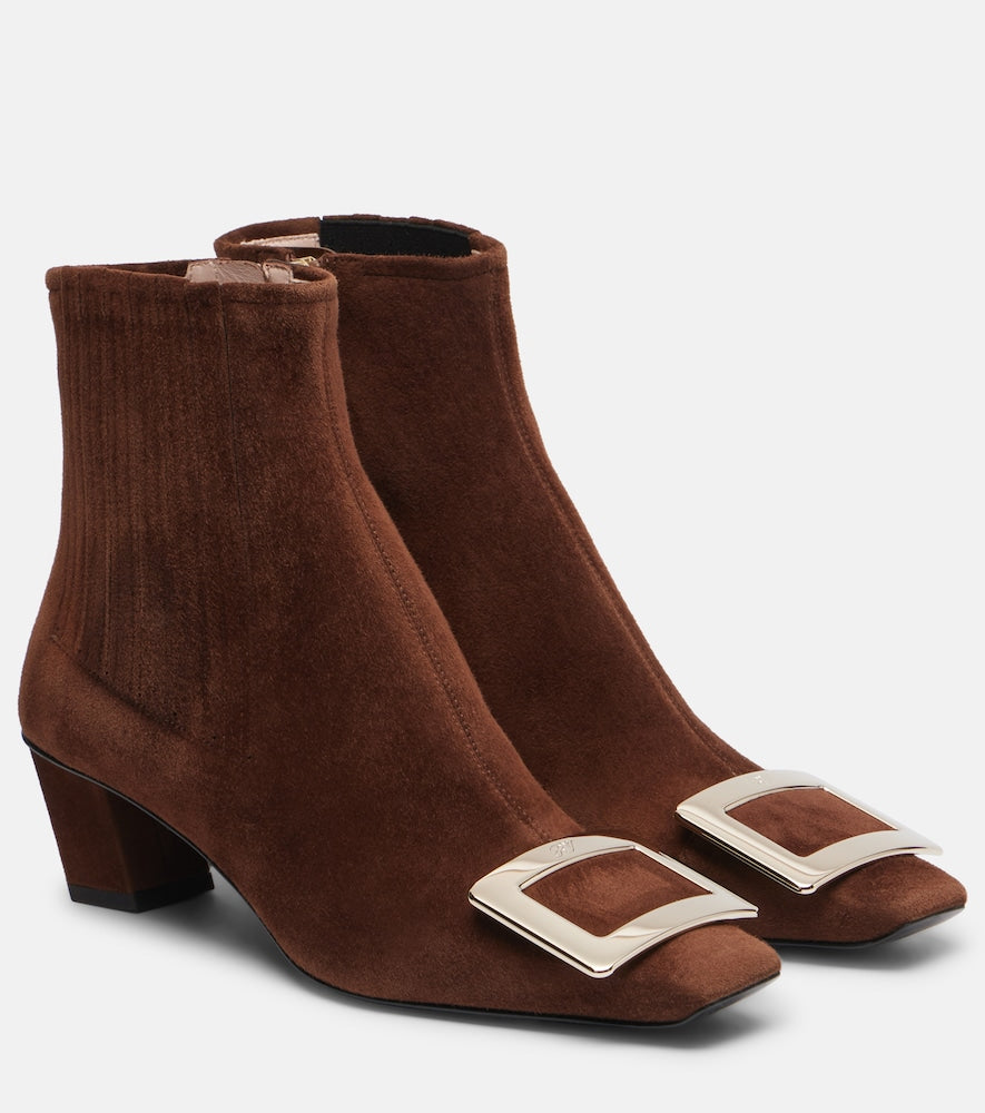 Roger Vivier Belle Vivier 45 suede ankle boots - Brown Mid Heel Boots