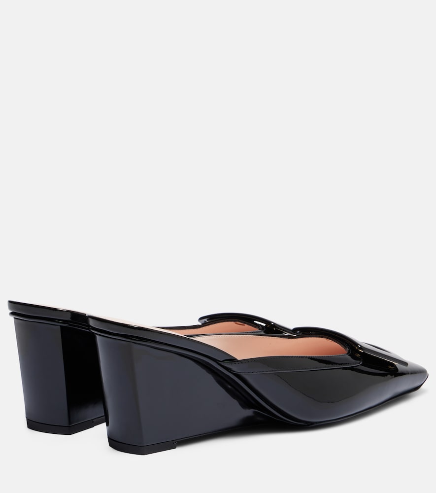 Roger Vivier Belle Vivier 60 leather wedge mules in Black - Mid Heel Pumps