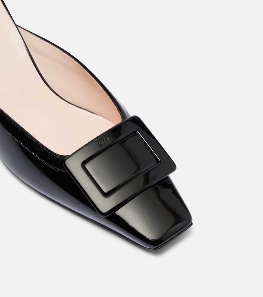 Roger Vivier Belle Vivier 60 leather wedge mules in Black - Mid Heel Pumps