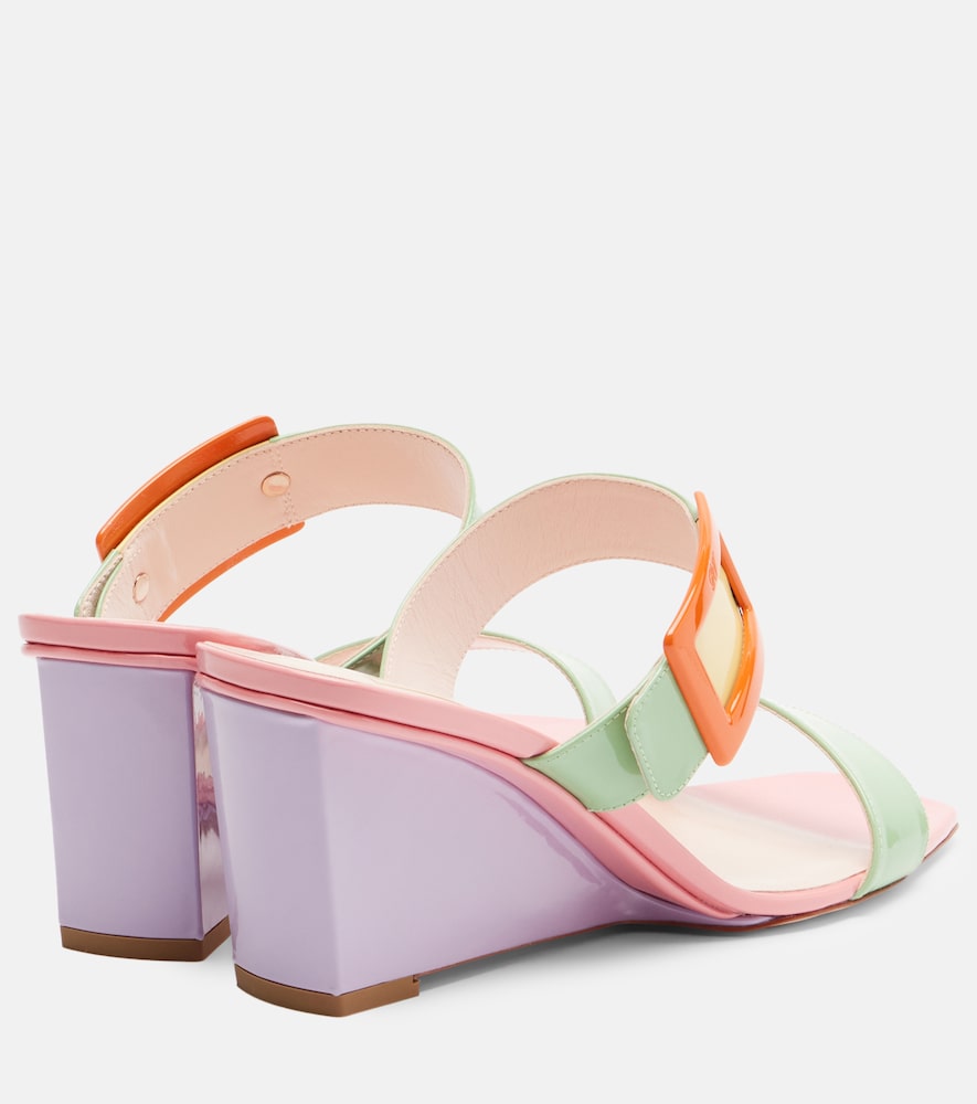 Multicoloured Roger Vivier Belle Vivier 60 patent leather wedge mules - Heeled Sandals