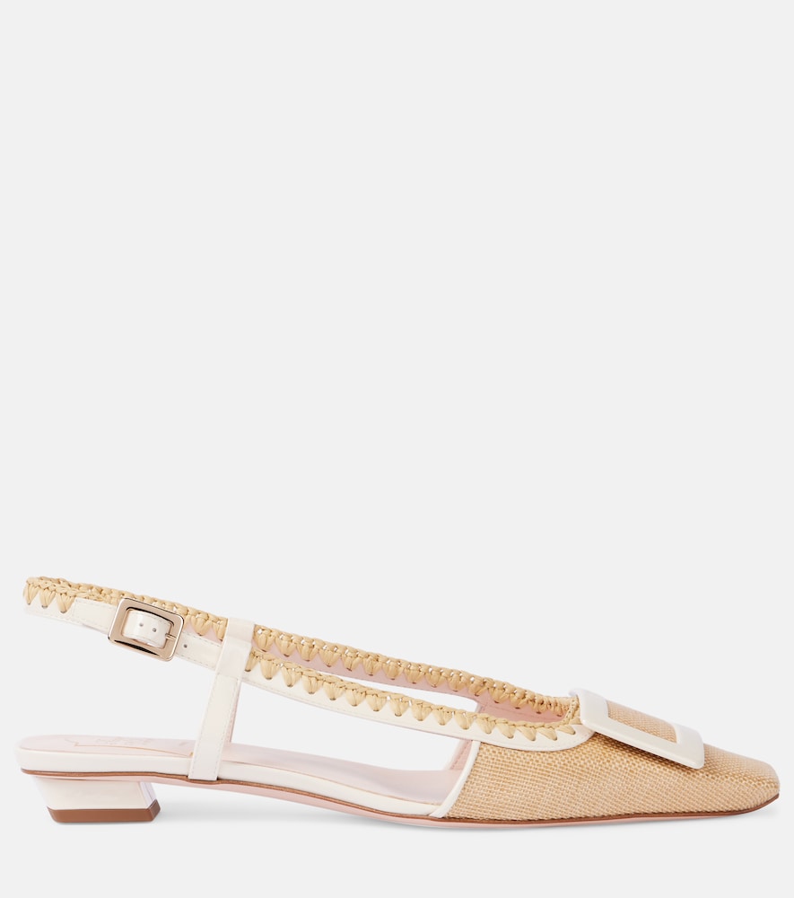 Beige Roger Vivier Belle Vivier canvas slingback flats - Ballerina Flats