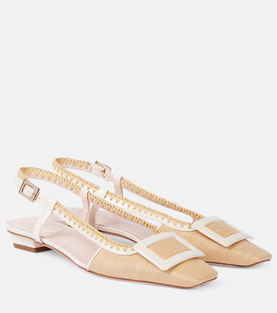 Beige Roger Vivier Belle Vivier canvas slingback flats - Ballerina Flats
