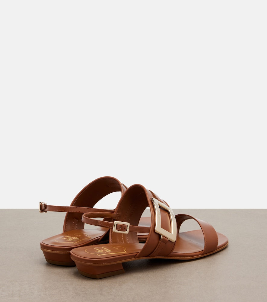 Roger Vivier Belle Vivier leather slingback sandals in Brown - Flat Sandals
