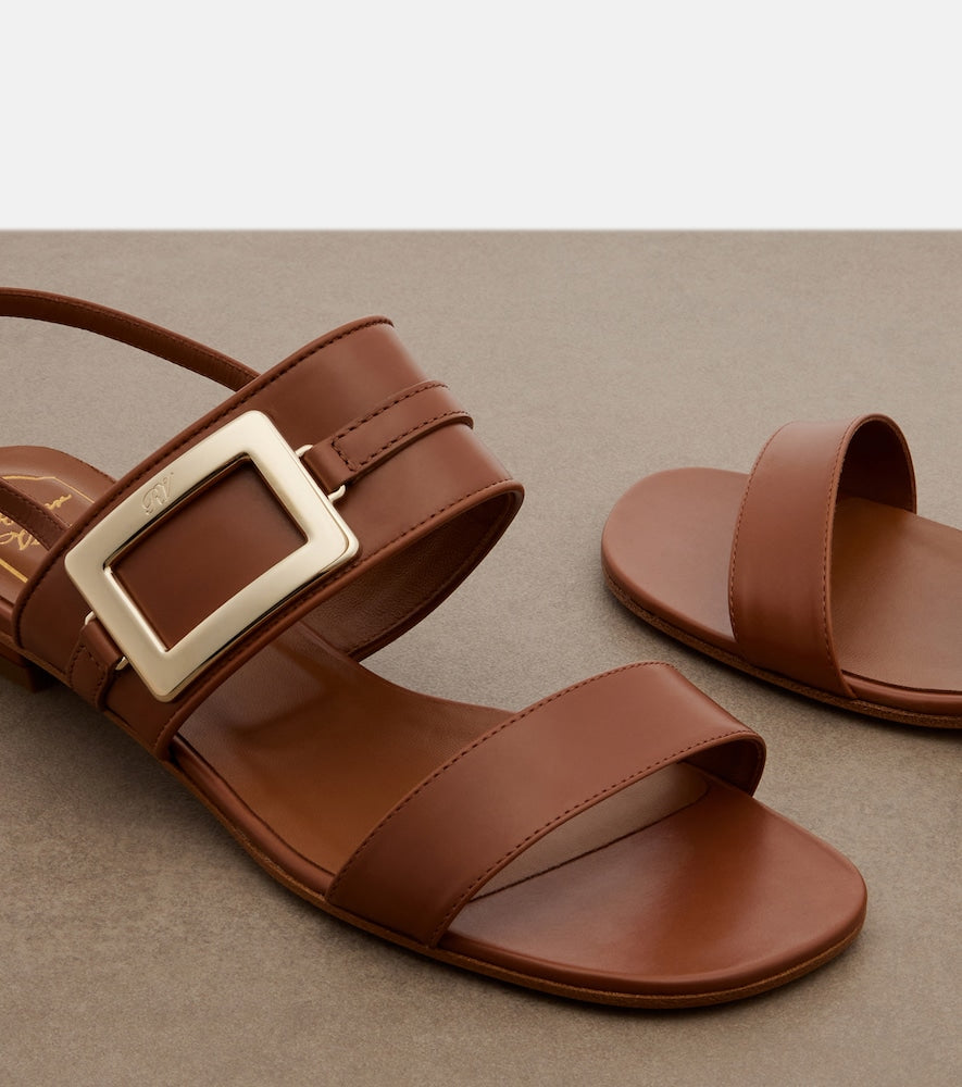 Roger Vivier Belle Vivier leather slingback sandals in Brown - Flat Sandals