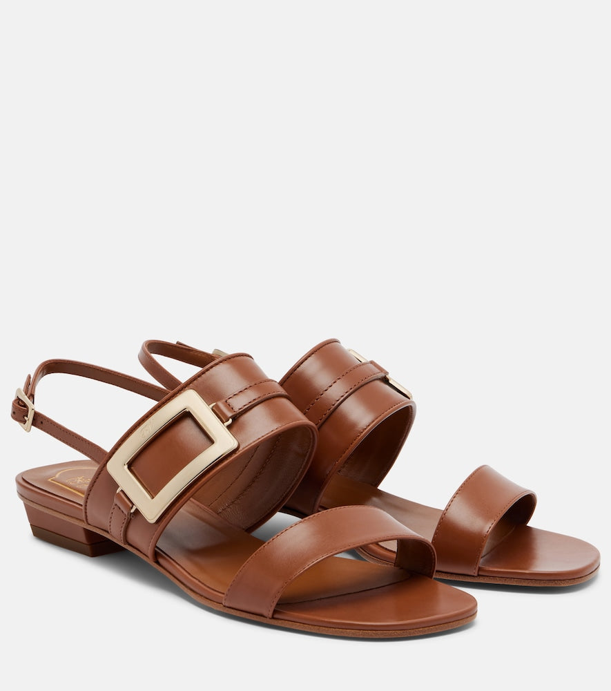 Roger Vivier Belle Vivier leather slingback sandals in Brown - Flat Sandals