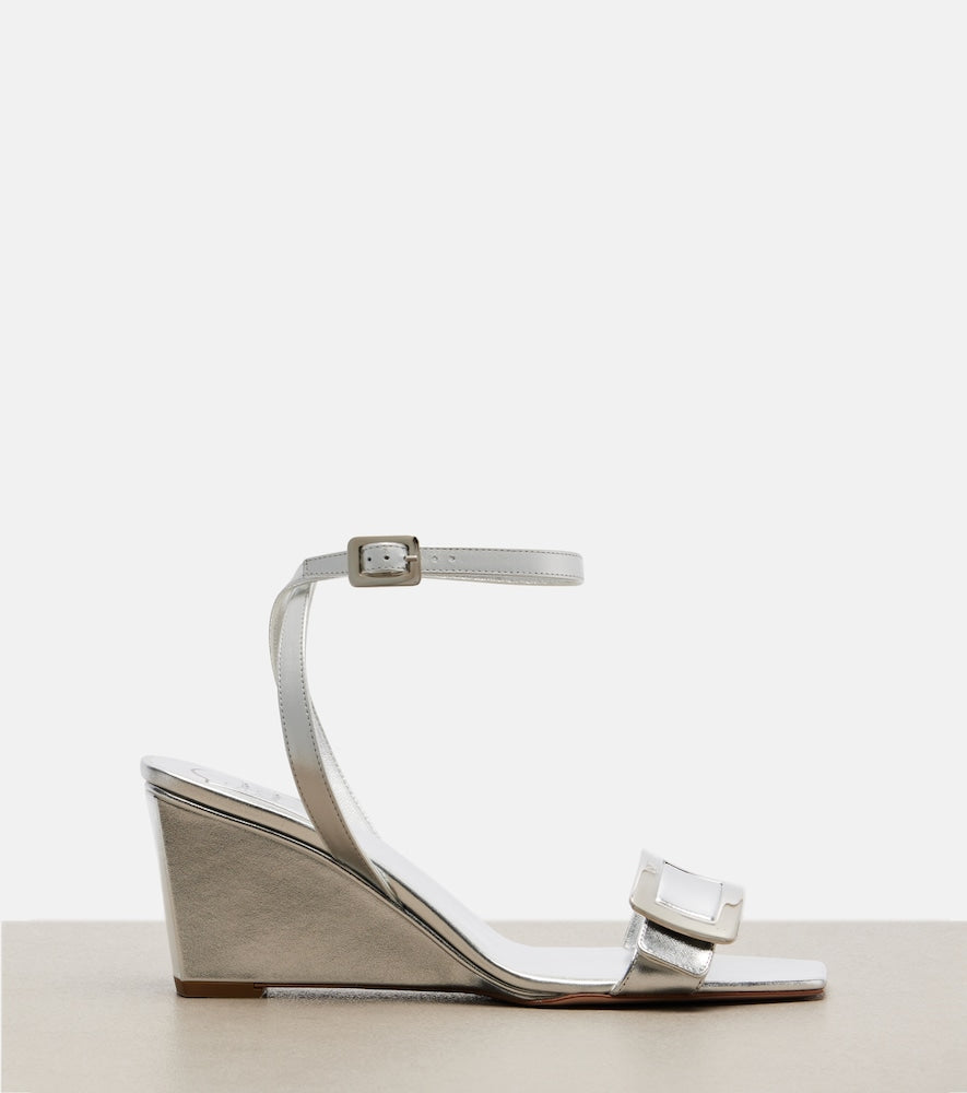 Roger Vivier Belle Vivier metallic leather sandals - Silver Heeled Sandals