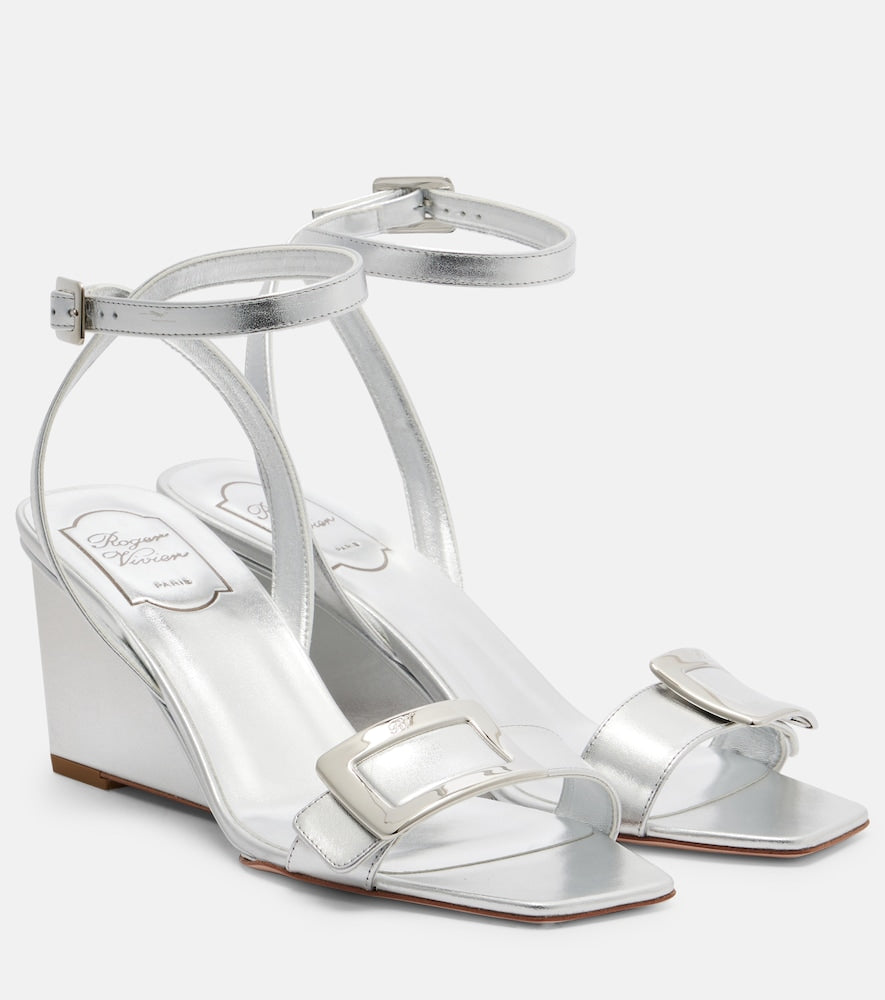 Roger Vivier Belle Vivier metallic leather sandals - Silver Heeled Sandals