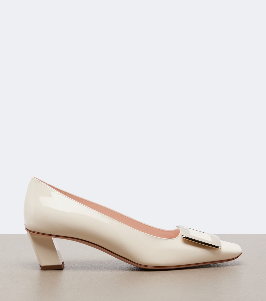 Roger Vivier Belle Vivier patent leather pumps - White Mid Heel Pumps