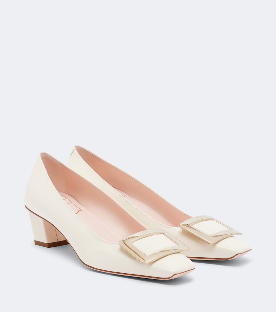 Roger Vivier Belle Vivier patent leather pumps - White Mid Heel Pumps