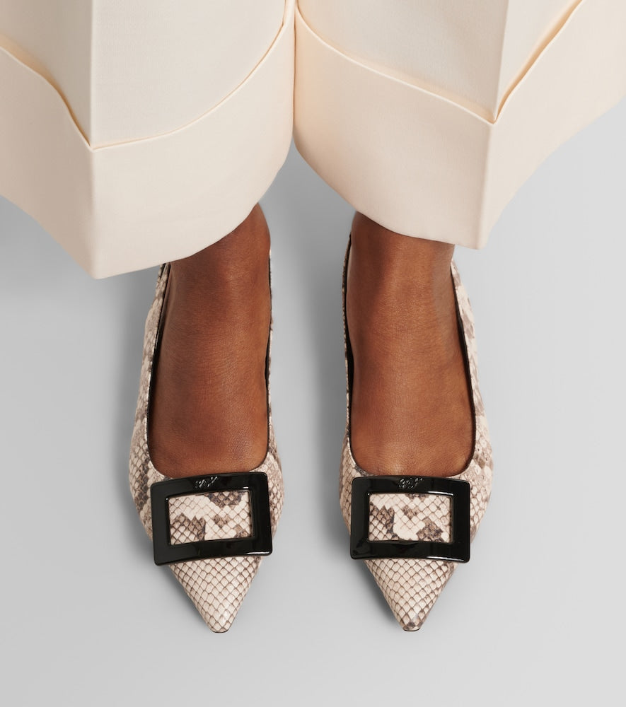 Roger Vivier Gommettine leather slingback flats (Beige) - Ballerina Flats