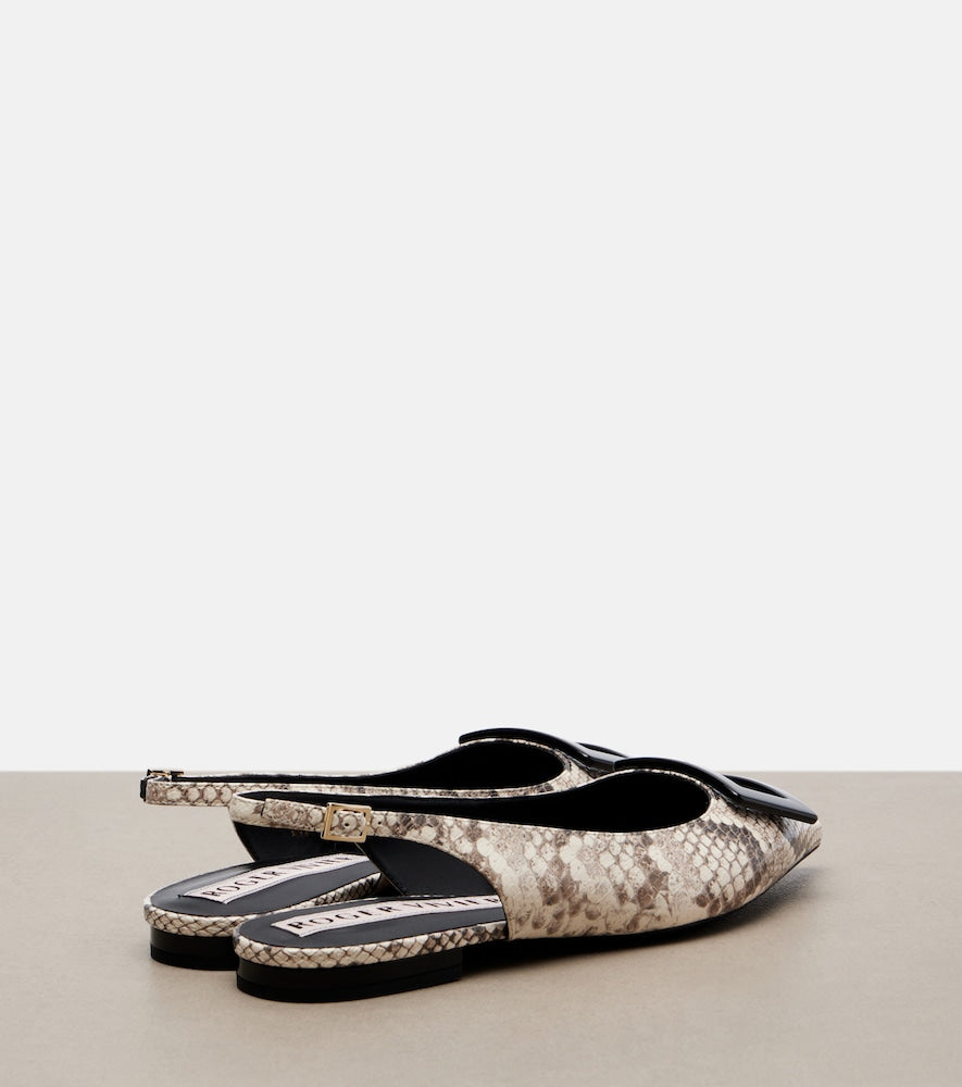 Roger Vivier Gommettine leather slingback flats (Beige) - Ballerina Flats