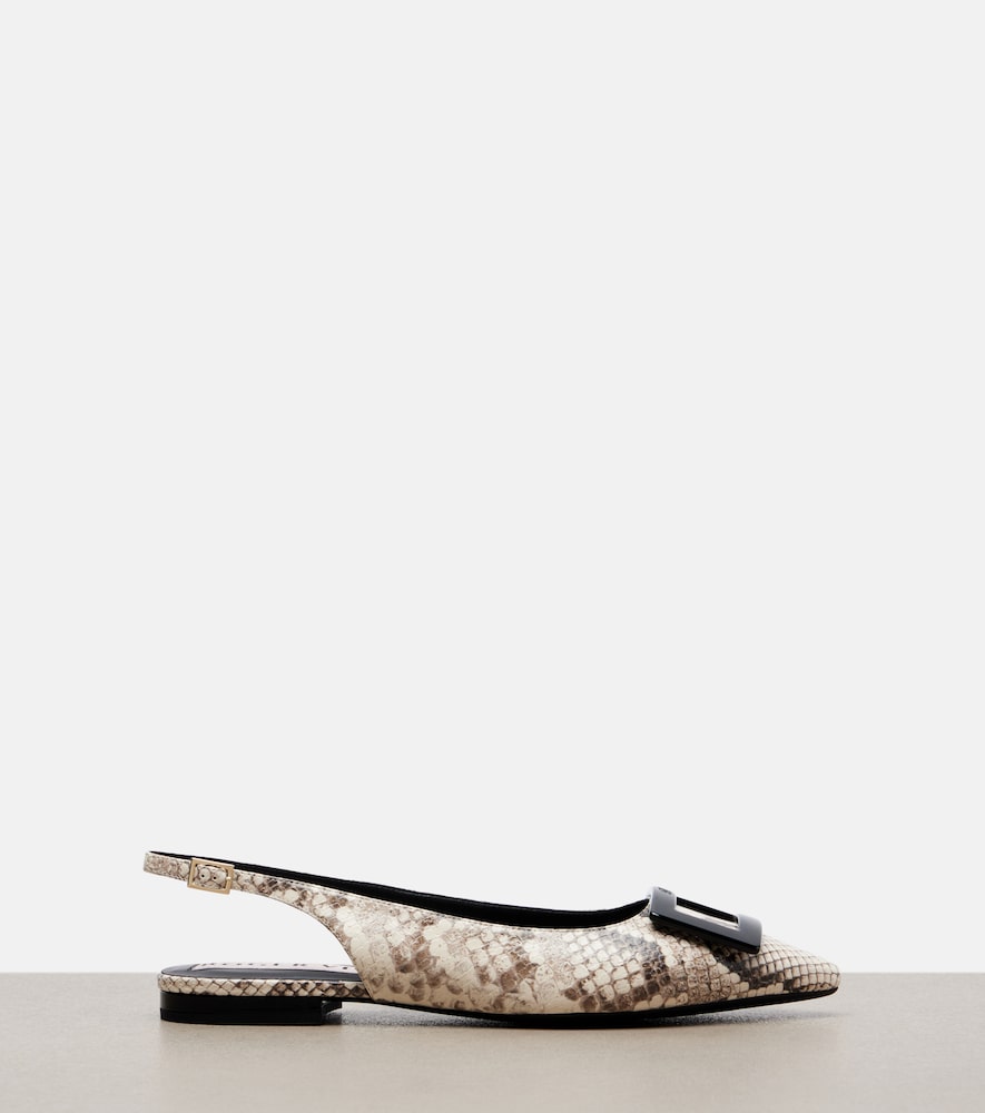 Roger Vivier Gommettine leather slingback flats (Beige) - Ballerina Flats