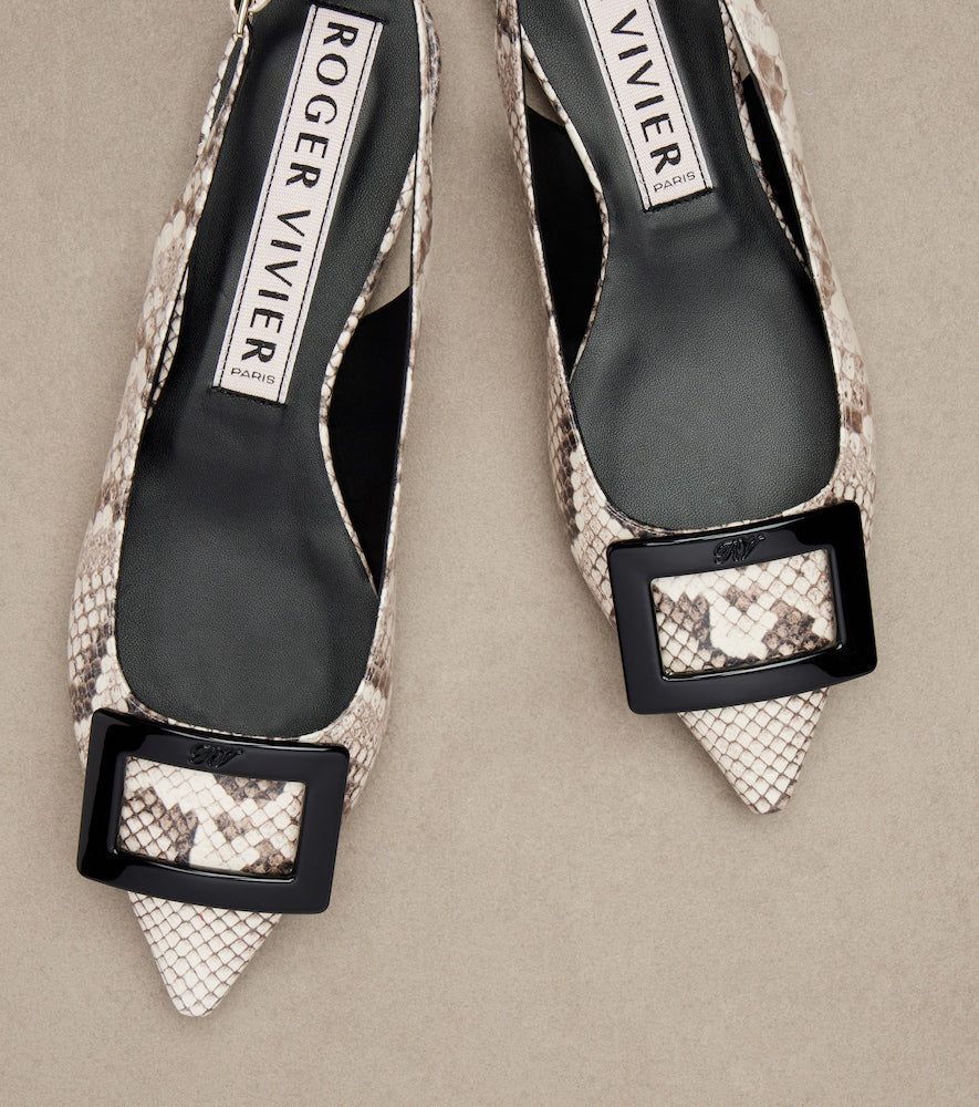Roger Vivier Gommettine leather slingback flats (Beige) - Ballerina Flats