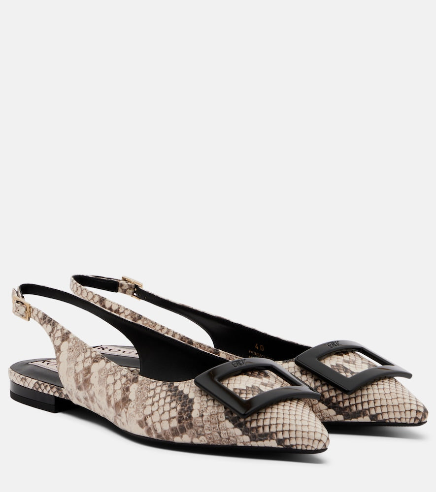 Roger Vivier Gommettine leather slingback flats (Beige) - Ballerina Flats
