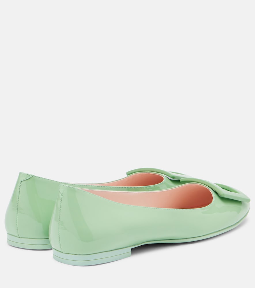 Roger Vivier Gommettine patent leather ballet flats (Green) - Ballerina Flats