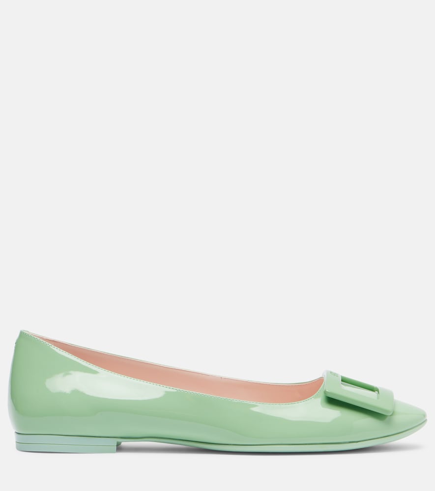 Roger Vivier Gommettine patent leather ballet flats (Green) - Ballerina Flats