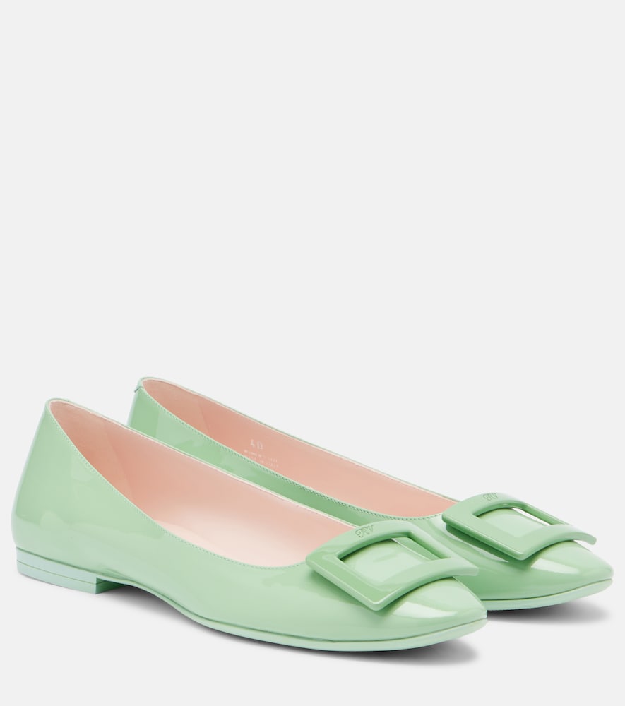 Roger Vivier Gommettine patent leather ballet flats (Green) - Ballerina Flats