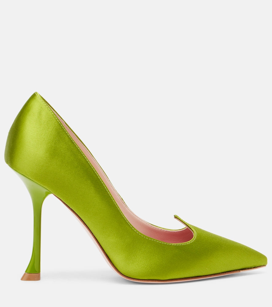 Roger Vivier I Love Vivier 100 satin pumps in Green - High-Heel Pumps