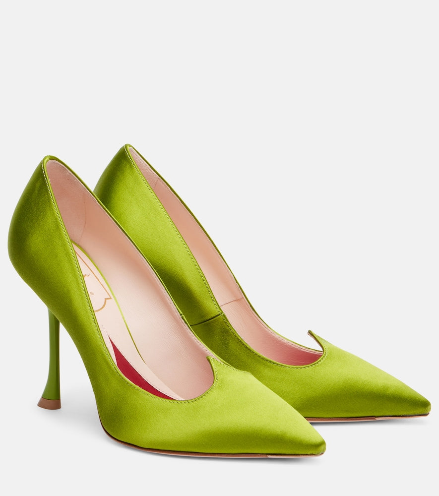 Roger Vivier I Love Vivier 100 satin pumps in Green - High-Heel Pumps