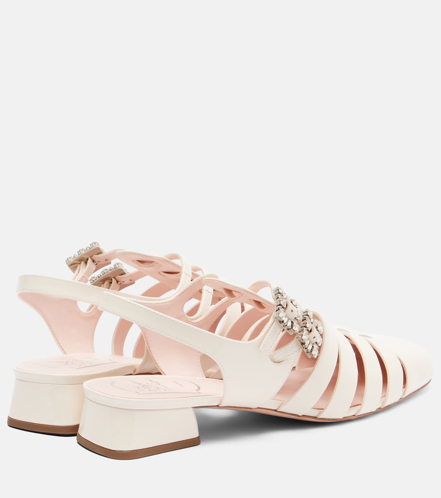 Roger Vivier Mini Tres Vivier 25 leather sandals (Beige) - Flat Sandals