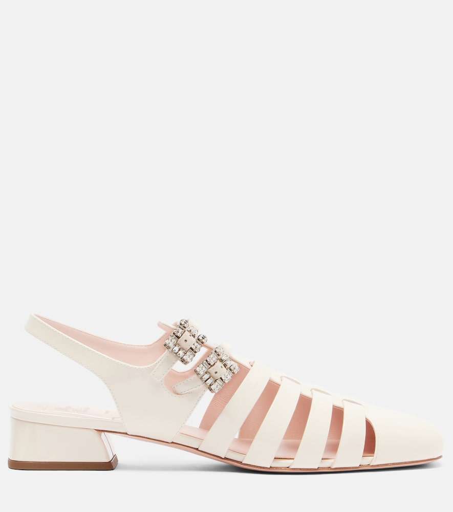 Roger Vivier Mini Tres Vivier 25 leather sandals (Beige) - Flat Sandals