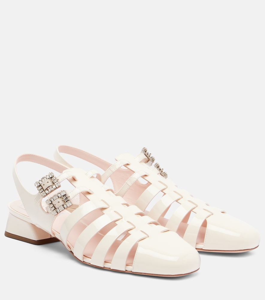 Roger Vivier Mini Tres Vivier 25 leather sandals (Beige) - Flat Sandals
