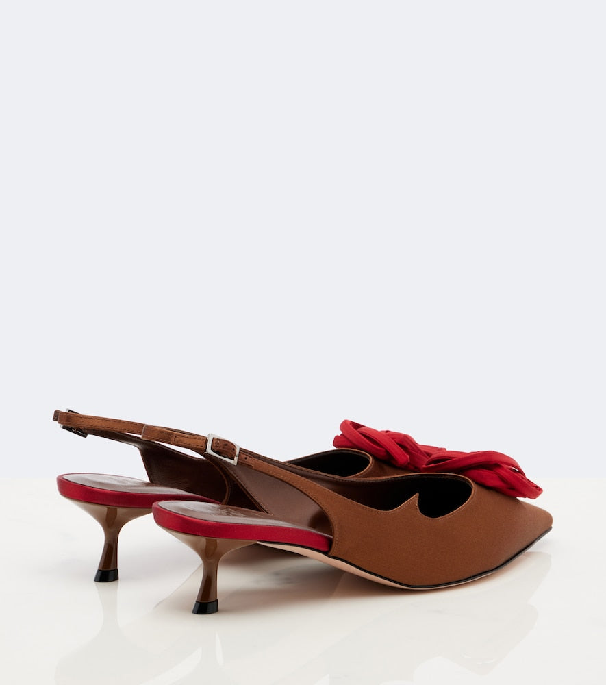 Roger Vivier Rose Vivier satin slingback pumps (Multicoloured) - Mid Heel Pumps