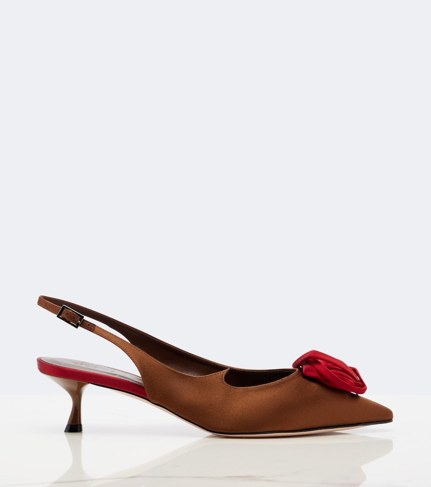Roger Vivier Rose Vivier satin slingback pumps (Multicoloured) - Mid Heel Pumps